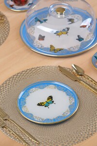 Glore Butterfly Effect Altın Yaldızlı 6 Kişilik 19 Parça Pasta Çay Takımı - 4