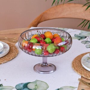 Glore Büyük Boy Cam Füme Ayaklı Salata Kasesi - Glore