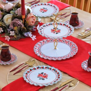 Glore Carmine 6 Kişilik 25 Parça Cam Pasta Çay İkram Takımı - Glore