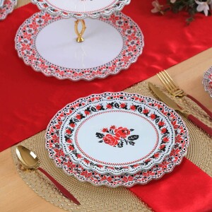 Glore Carmine 6 Kişilik Cam Pasta Tabağı Takımı - Glore