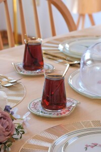 Glore Crocus Altın Yaldızlı 12 Parça 6 Kişilik Cam Çay Takımı - Glore (1)