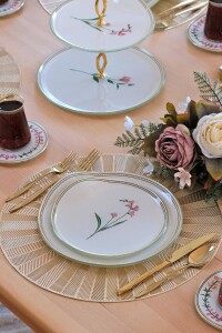 Glore Crocus Altın Yaldızlı 6 Kişilik 34 Parça Pasta Servis Takımı - 5