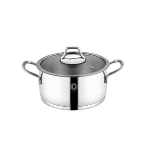 Glore Crotone Tencere 18 cm - Krom - Glore