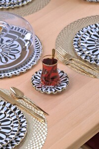 Glore Destina Siyah Altın Yaldızlı 6 Kişilik 28 Parça Pasta Çay Servis Takımı - 7