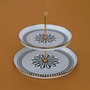 Glore Destina Siyah Çiçekli Emaye Katlı Kurabiyelik - Glore