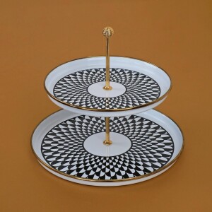 Glore Destina Siyah Desenli Emaye Katlı Kurabiyelik - Glore