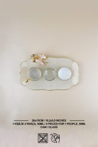 Glore Dolmabahçe Lotus Krem Tek Kişilik 4 Parça Altın Yaldızlı Cam Keyiflik Kahve Takımı - 1