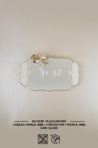 Glore Dolmabahçe Lotus Krem Tek Kişilik 4 Parça Altın Yaldızlı Cam Keyiflik Kahve Takımı - 2