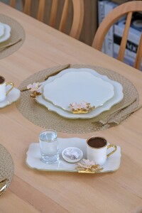 Glore Dolmabahçe Lotus Krem Tek Kişilik 4 Parça Altın Yaldızlı Cam Keyiflik Kahve Takımı - 7