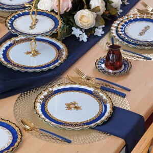Glore Elegance 6 Kişilik Cam Servis Tabağı Takımı - Glore