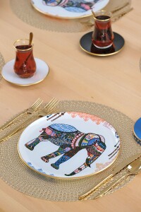 Glore Elephant Beyaz Altın Yaldızlı 6 Kişilik 19 Parça Çay Servis Takımı - 5