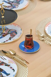Glore Elephant Beyaz Altın Yaldızlı 6 Kişilik 19 Parça Çay Servis Takımı - 7