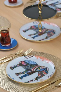 Glore Elephant Beyaz Altın Yaldızlı 6 Kişilik 19 Parça Çay Servis Takımı - 8