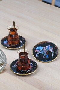 Glore Elephant Siyah 12 Parça 6 Kişilik Cam Çay Takımı - 5