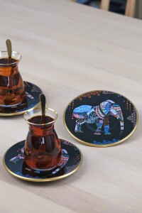 Glore Elephant Siyah 12 Parça 6 Kişilik Cam Çay Takımı - 6