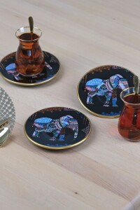 Glore Elephant Siyah 12 Parça 6 Kişilik Cam Çay Takımı - 7