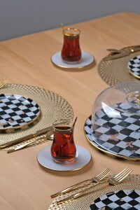 Glore Emma Altın Yaldızlı 6 Kişilik 19 Parça Pasta Çay Takımı - 7