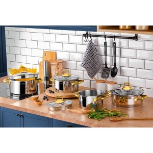 Glore Floransa 8 Parça Tencere Seti - Altın - Glore