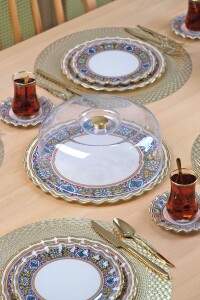 Glore Gisele Pembe Altın Yaldızlı 6 Kişilik 28 Parça Pasta Çay Servis Takımı - 3