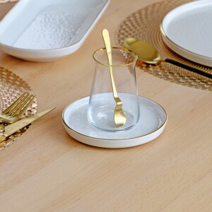 Glore Reaktif Krem Altın Yaldızlı 41 Parça 6 Kişilik Seramik Kahvaltı Takımı - 8