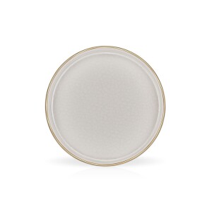 Glore Reaktif Krem Altın Yaldızlı Seramik Pasta Tabağı Takımı - Glore