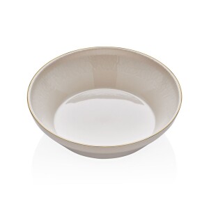 Glore Reaktif Krem Altın Yaldızlı Seramik Salata Kasesi - Glore