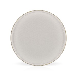 Glore Reaktif Krem Altın Yaldızlı Seramik Servis Tabağı Takımı - Glore