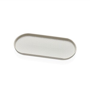 Glore Reaktif Krem Altın Yaldızlı Seramik Sunum Tabağı Takımı - Glore