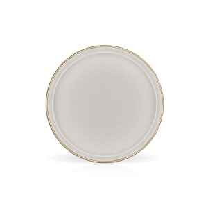 Glore Reaktif Krem Altın Yaldızlı Seramik Tatlı Tabağı Takımı - Glore