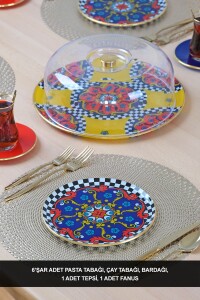 Glore Lenora Altın Yaldızlı 6 Kişilik 19 Parça Pasta Çay Takımı - Glore