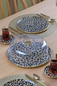 Glore Leopar Somon Altın Yaldızlı 6 Kişilik 19 Parça Çay Servis Takımı - 2