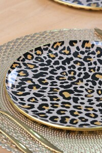 Glore Leopar Somon Altın Yaldızlı 6 Kişilik 19 Parça Çay Servis Takımı - 5