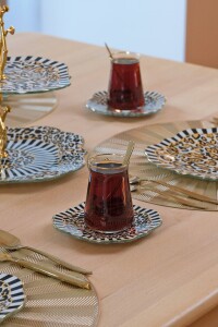 Glore Leopard Altın Yaldızlı 6 Kişilik 26 Parça Pasta Takımı - 5