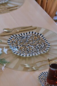 Glore Leopard Altın Yaldızlı 6 Kişilik 26 Parça Pasta Takımı - 6