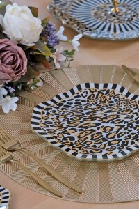 Glore Leopard Altın Yaldızlı 6 Kişilik 26 Parça Pasta Takımı - 7
