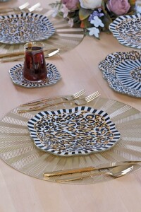 Glore Leopard Altın Yaldızlı 6 Kişilik 26 Parça Pasta Takımı - 8