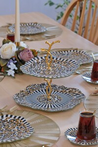 Glore Leopard Altın Yaldızlı 6 Kişilik 26 Parça Pasta Takımı - 3