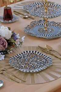 Glore Leopard Altın Yaldızlı 6 Kişilik 26 Parça Pasta Takımı - Glore (1)