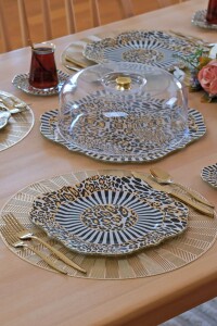 Glore Leopard Altın Yaldızlı 6 Kişilik 34 Parça Pasta Servis Takımı - 3