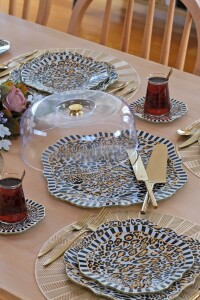 Glore Leopard Altın Yaldızlı 6 Kişilik 34 Parça Pasta Servis Takımı - Glore (1)