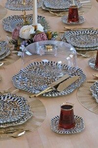 Glore Leopard Altın Yaldızlı Cam Kek Fanusu - Glore (1)