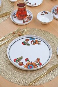 Glore Lorena Asorti 32 Parça 6 Kişilik Altın Yaldızlı Seramik Kahvaltı Takımı - Glore (1)