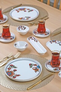 Glore Lorena Asorti 32 Parça 6 Kişilik Altın Yaldızlı Seramik Kahvaltı Takımı - 5