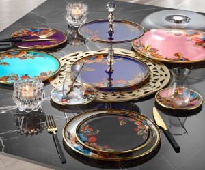 Glore Lorena Asorti Altın Yaldızlı 2 Katlı Cam Kurabiyelik - 7