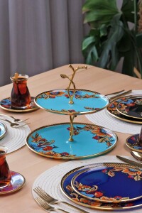 Glore Lorena Asorti Altın Yaldızlı 2 Katlı Cam Kurabiyelik - Glore