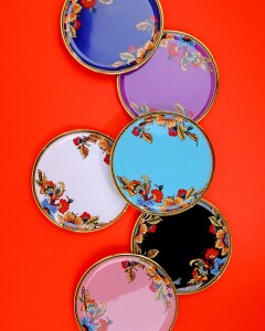 Glore Lorena Asorti Altın Yaldızlı 6 Kişilik Cam Pasta Tabağı Takımı - Glore