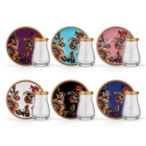 Glore Lorena Asorti Altın Yaldızlı Cam Çay Takımı - 3