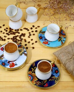 Glore Lorena Asorti Altın Yaldızlı Cam Kahve Takımı - 5