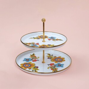 Glore Lorena Beyaz Emaye Katlı Kurabiyelik - Glore