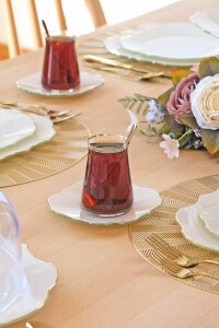 Glore Lotus Krem Altın Yaldızlı 6 Kişilik 34 Parça Pasta Servis Takımı - 8